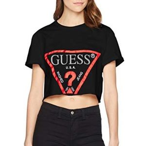Guess Black Cropped Logo Tee w/ Muscle Sleeves XL